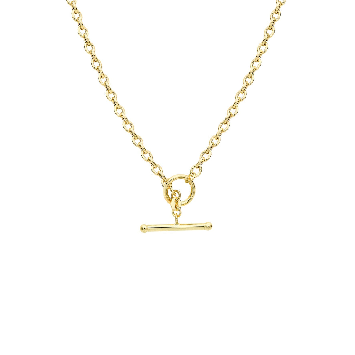 Glow 9ct Gold Oval Belcher T-Bar Necklace 45cm