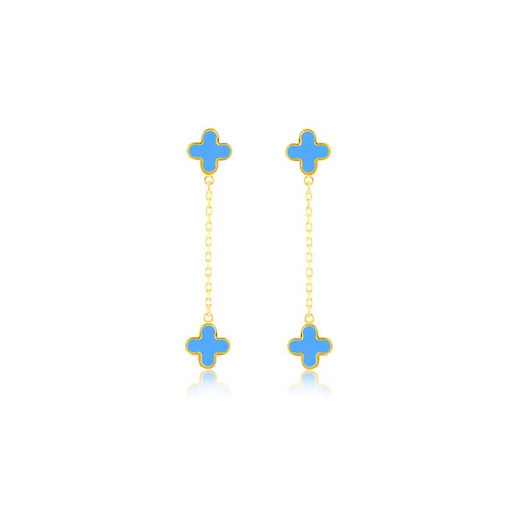 9ct Yellow Gold Turquoise Petal Drop Earrings