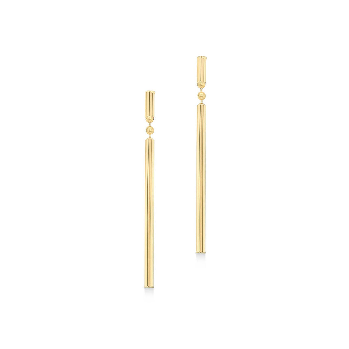 9ct Yellow Gold Round Bar Drop Earrings 41mm