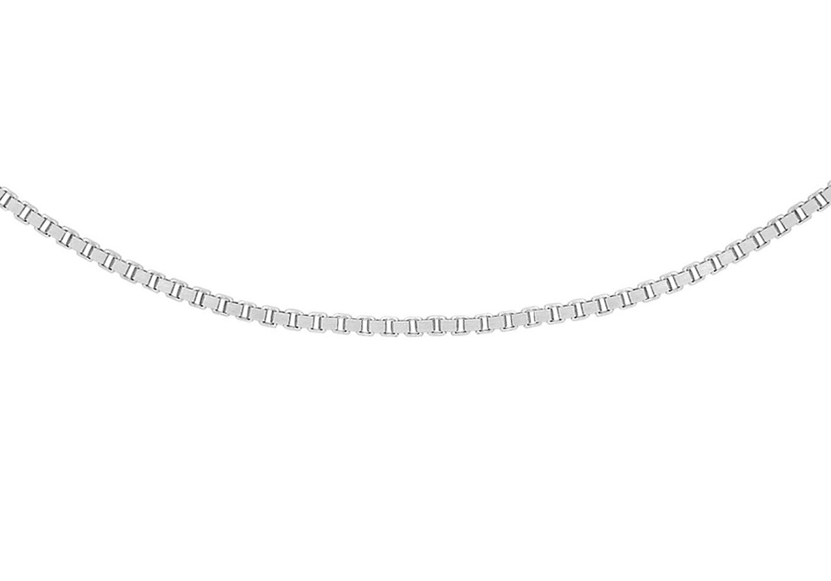 9ct White Gold Venezia Box Chain Necklace 40-45cm