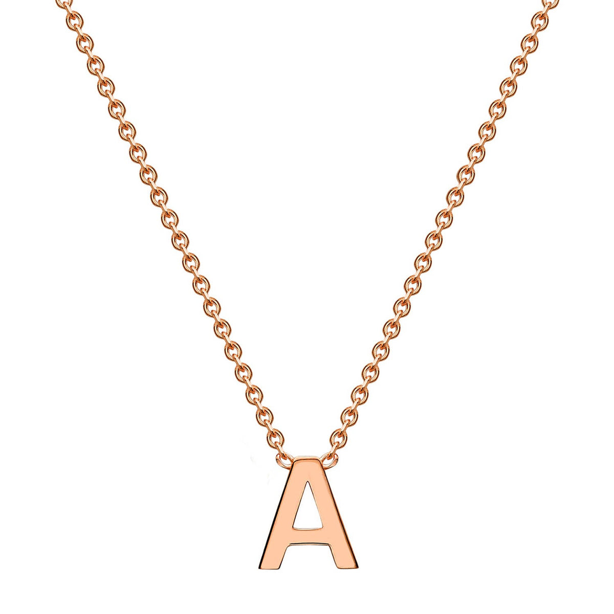 9ct Rose Gold 'A' Initial Adjustable Letter Necklace 38/43cm