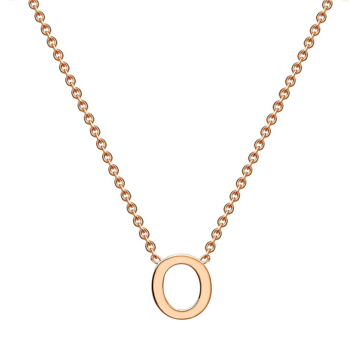 9ct Rose Gold 'O' Initial Adjustable Letter Necklace 38/43cm