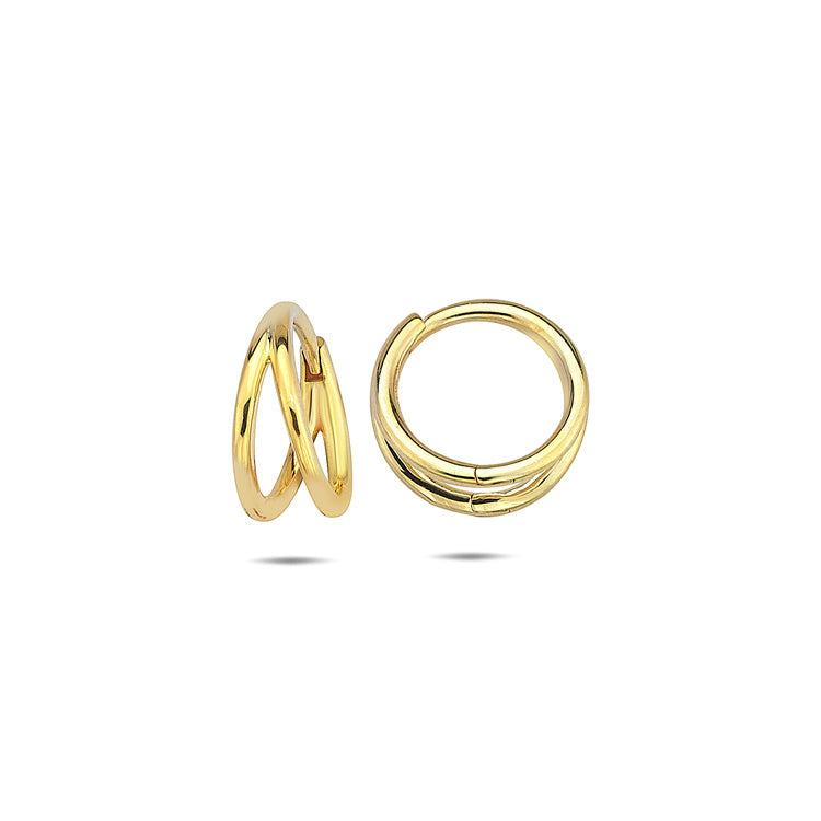 9ct Yellow Gold Split Huggie Earrings 13.5mm