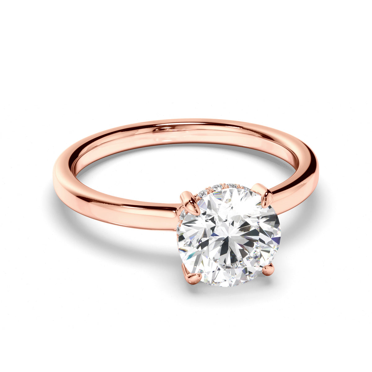 Round Brilliant Cut Diamond Hidden Halo Engagement Ring