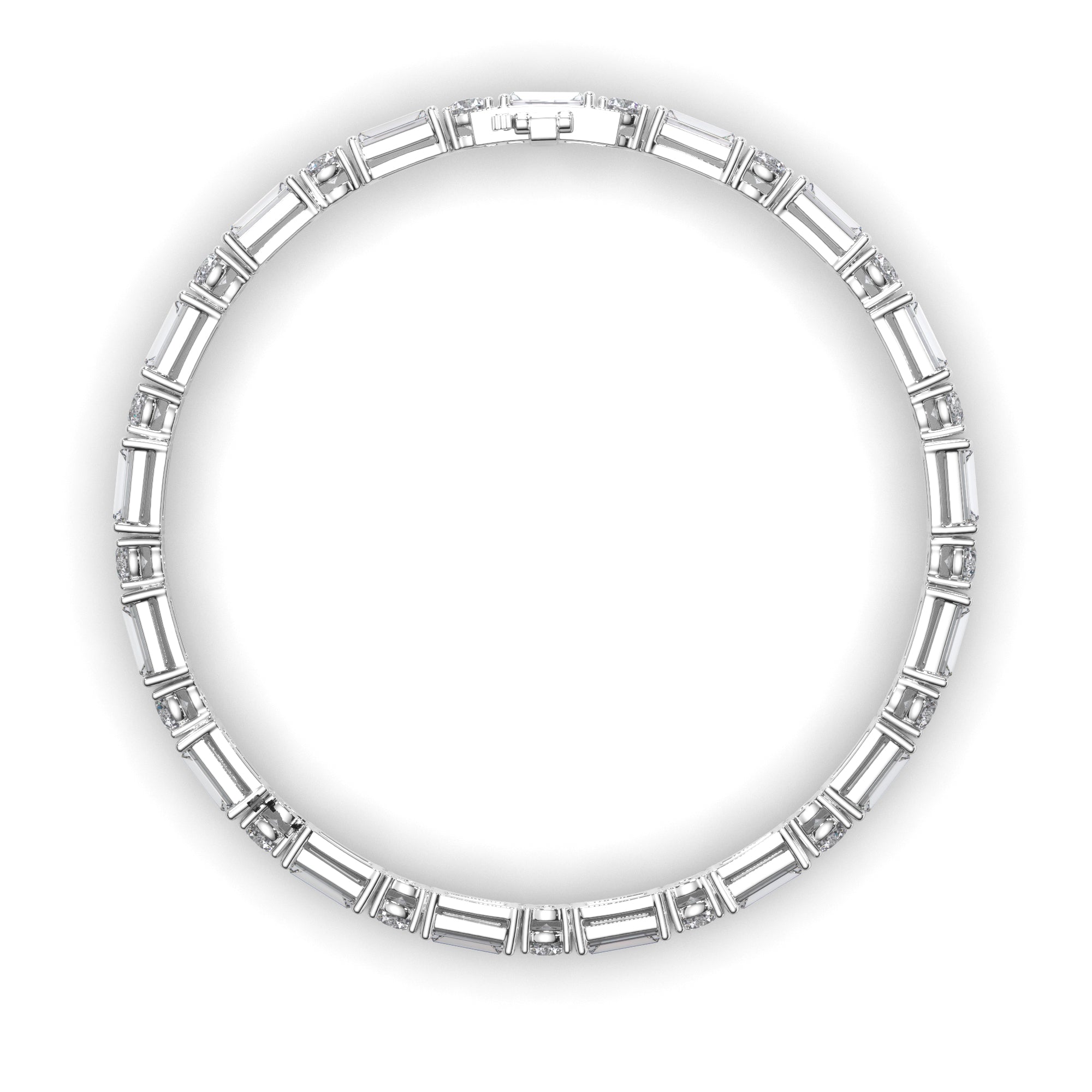 Round Brilliant & Baguette Cut Natural Mined Diamond Tennis Bracelet