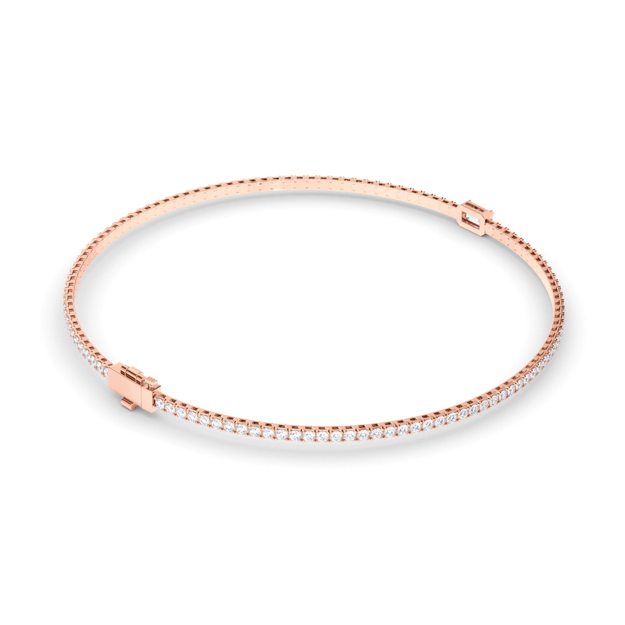 Emerald Cut Solitaire Natural Mined Diamond Tennis Bracelet