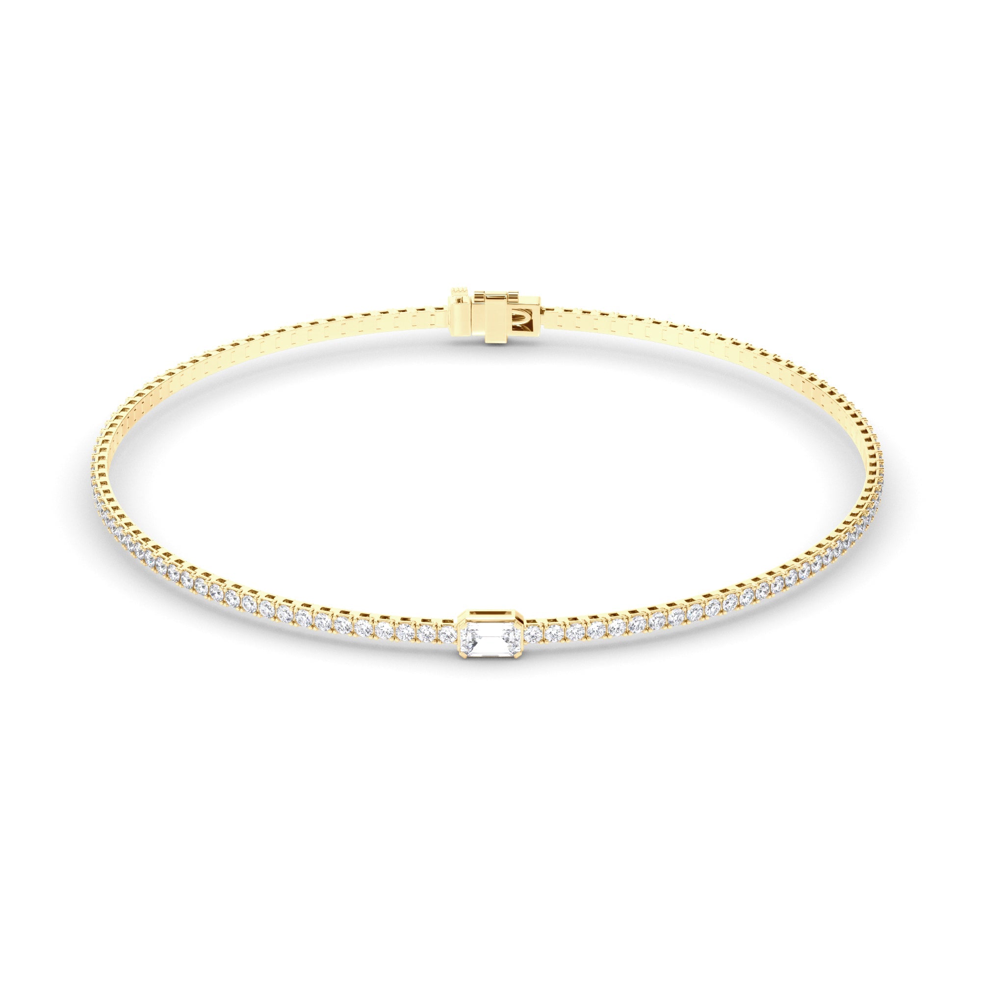 Emerald Cut Solitaire Natural Mined Diamond Tennis Bracelet