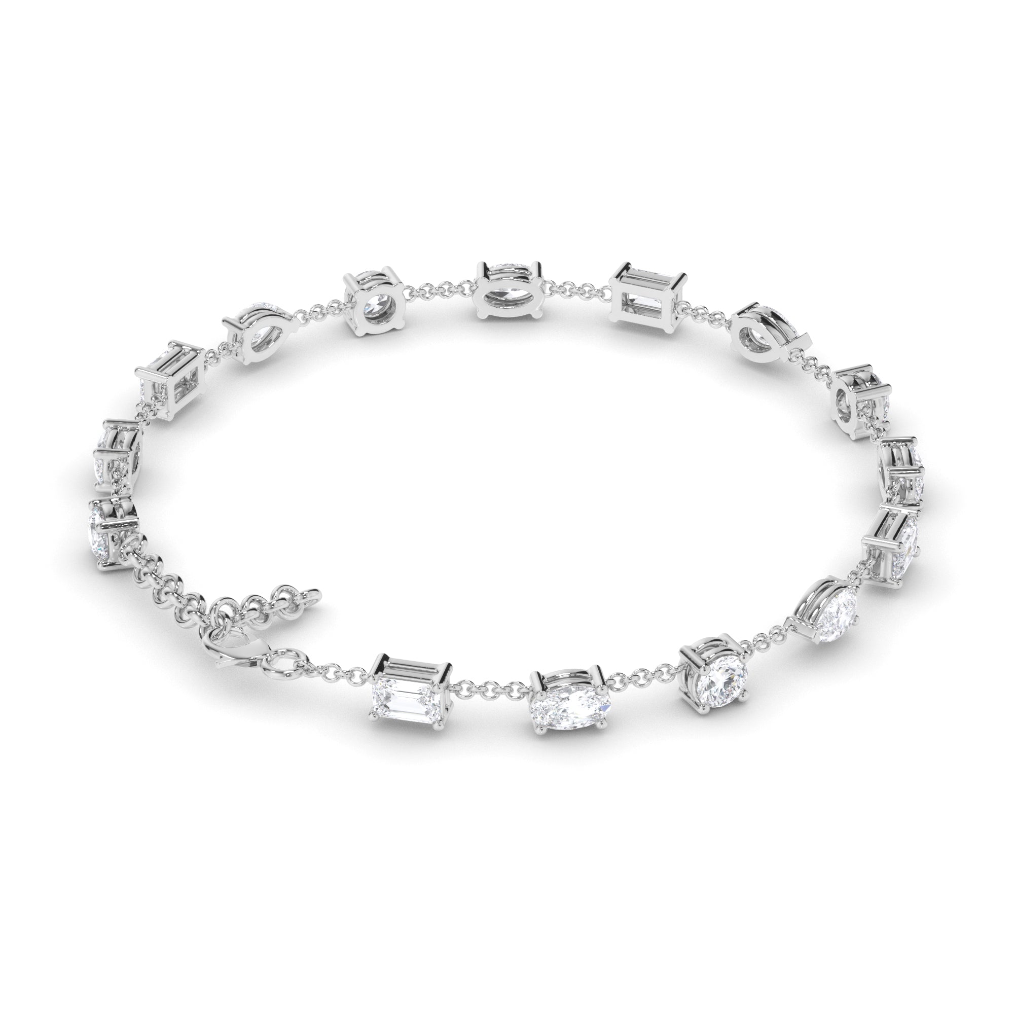 Multi-Shape Laboratory Grown Diamond Tennis Bracelet