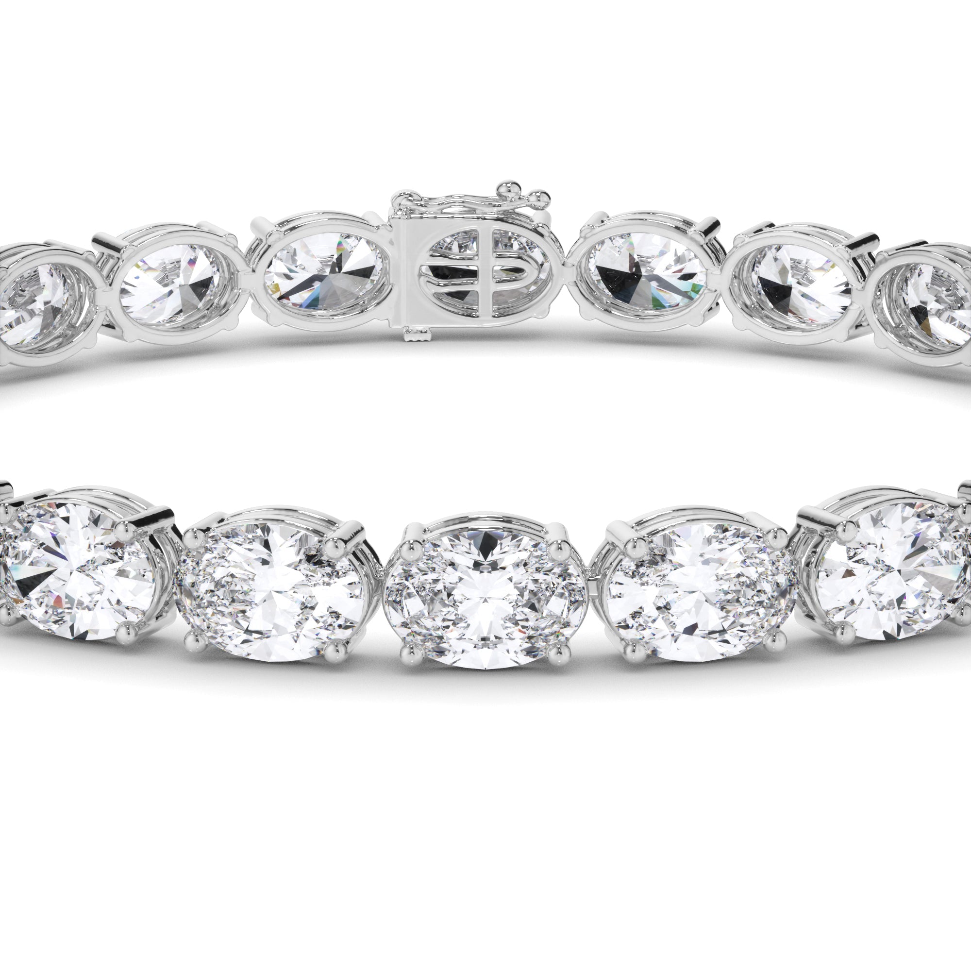 Oval Cut Natural Mined Diamond Tennis Bracelet