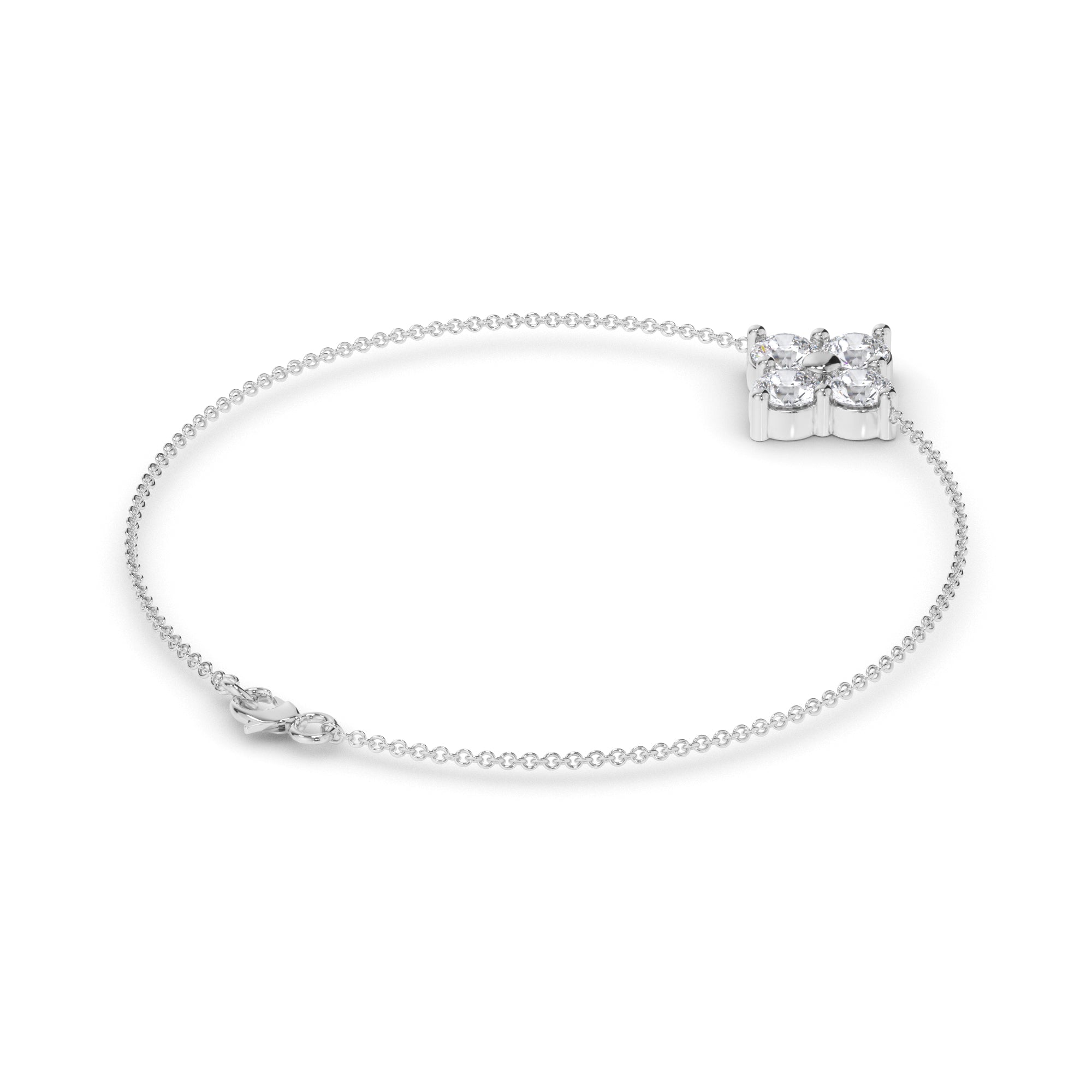Round Brilliant Cut Laboratory Grown Diamond Clover Style Bracelet