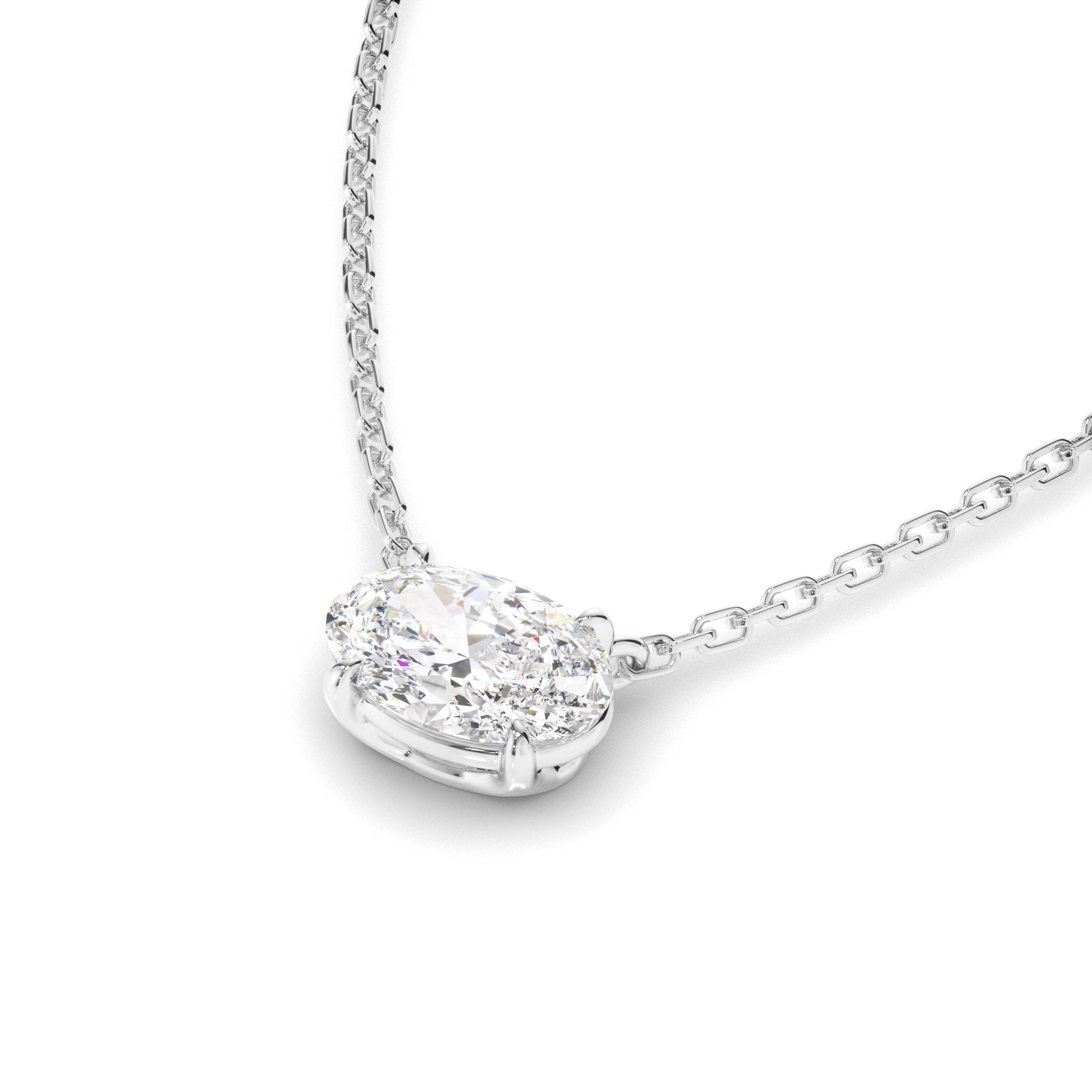 East West Oval Cut Diamond Necklet