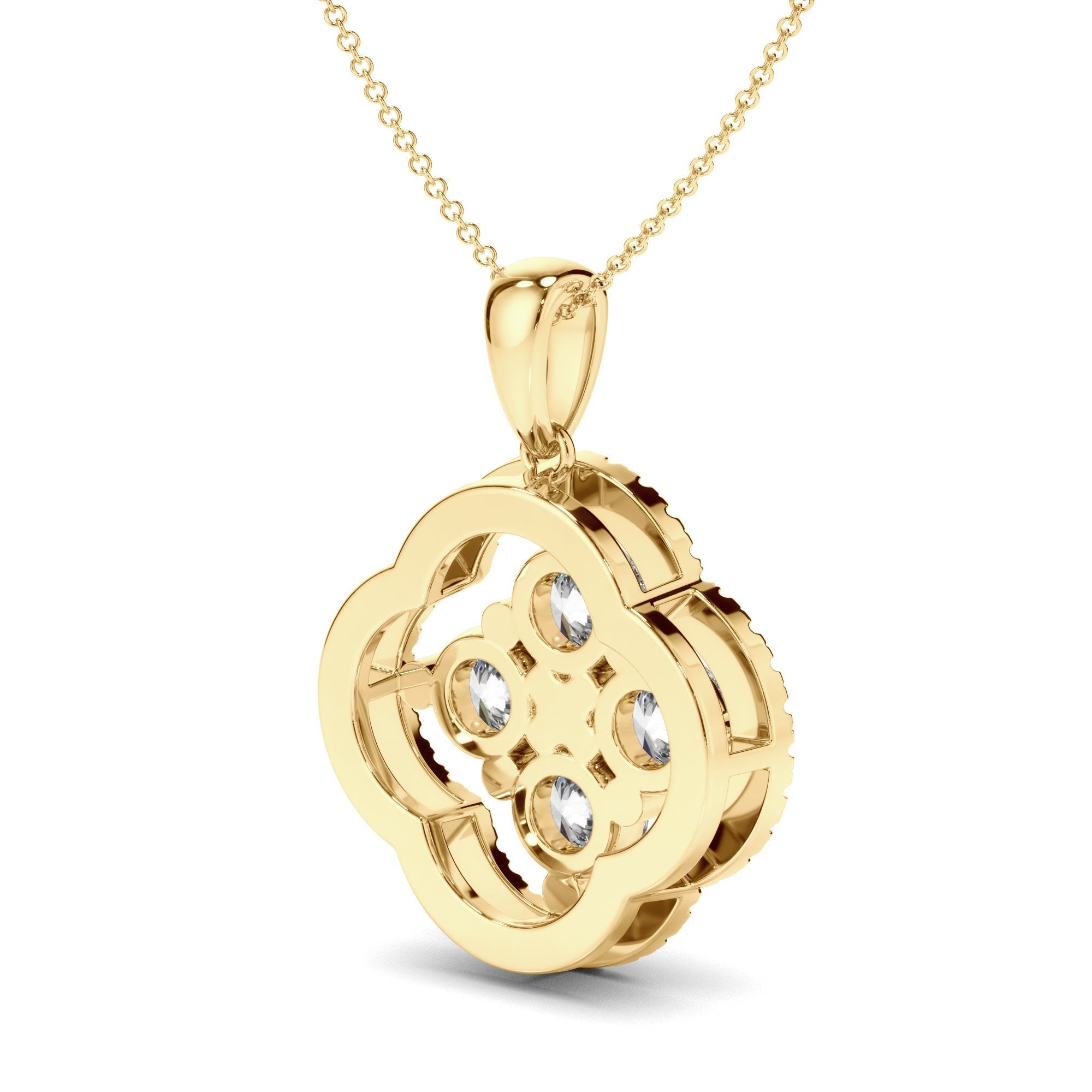 Round Brilliant Cut Diamond Clover Pendant