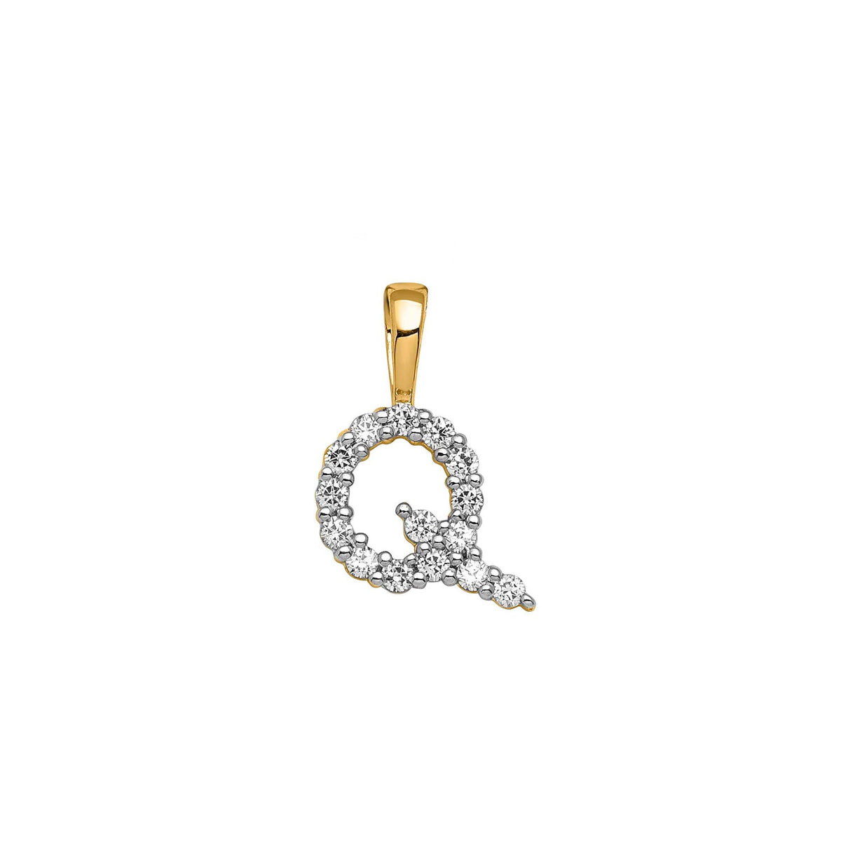 0.15ct Lab Grown Diamond Initial Q Pendant in 9ct Yellow Gold