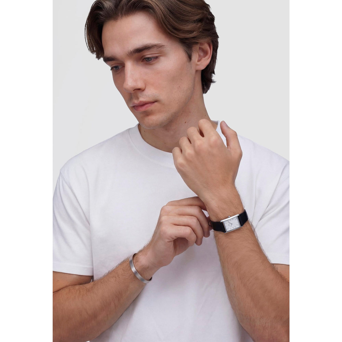 Daniel Wellington Bound Black Crocodile Guilloché Silver