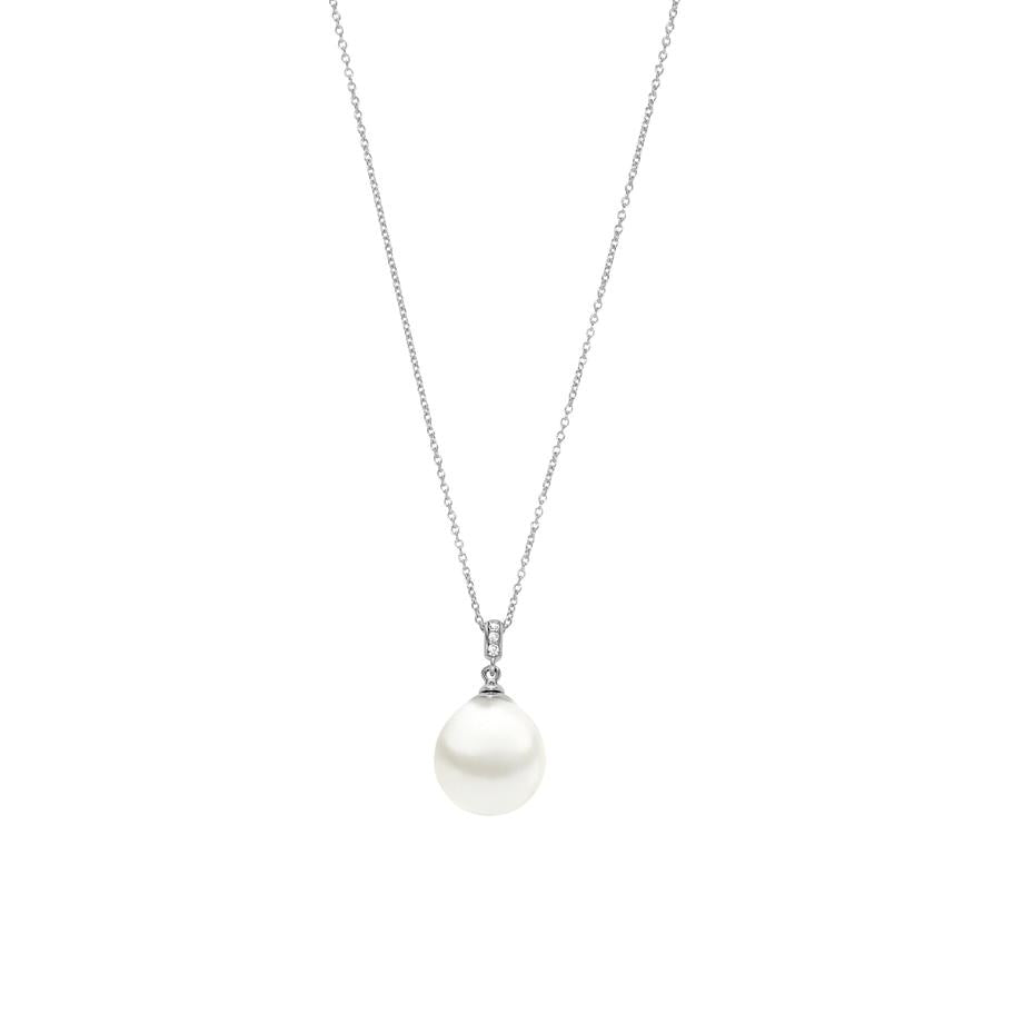 Autore Silver 10mm South Sea Pearl & Diamond Pendant