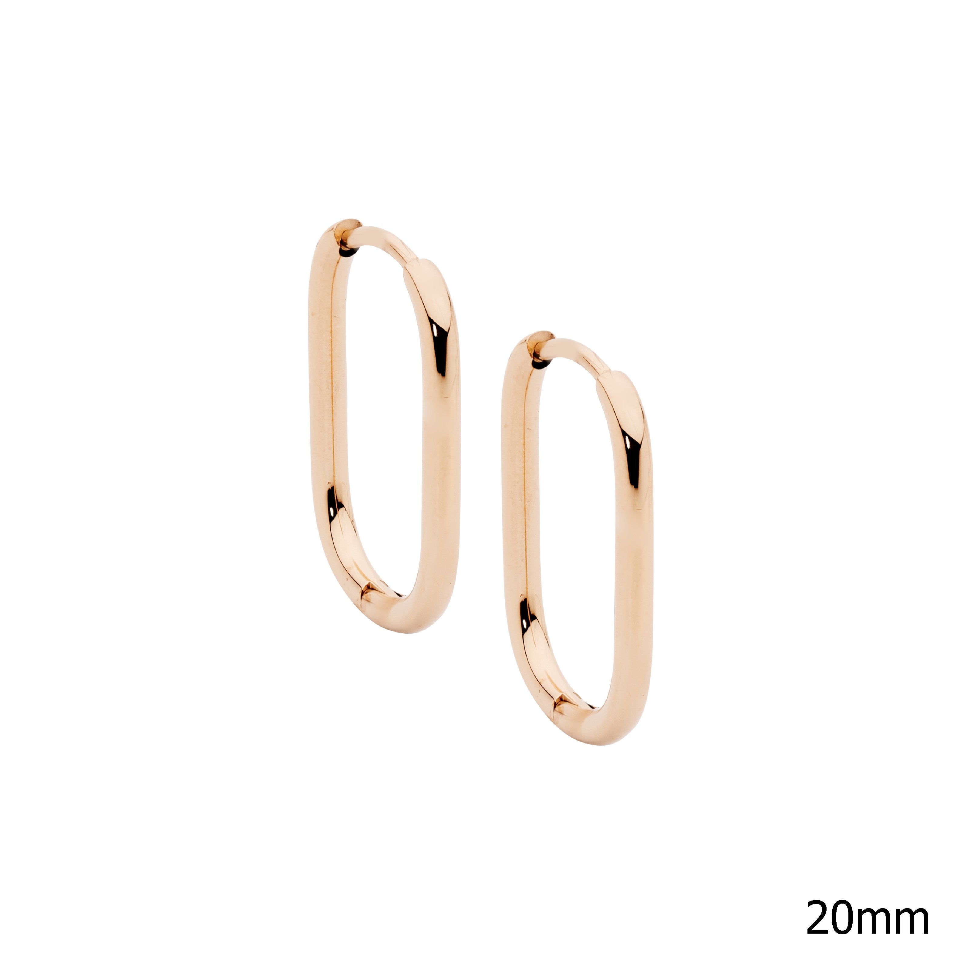 Stainless Steel 20mm Oval Hoop Earrings With Rose Gold IP Plating