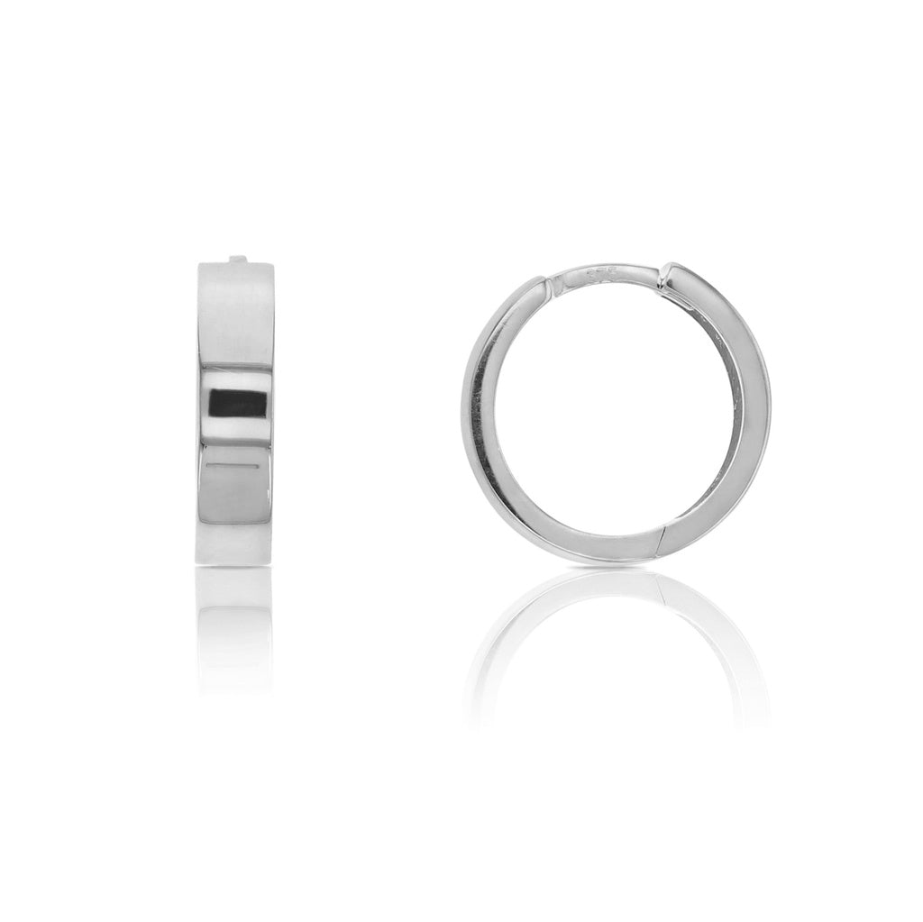 9ct White Gold Flat Profile Huggie Earring