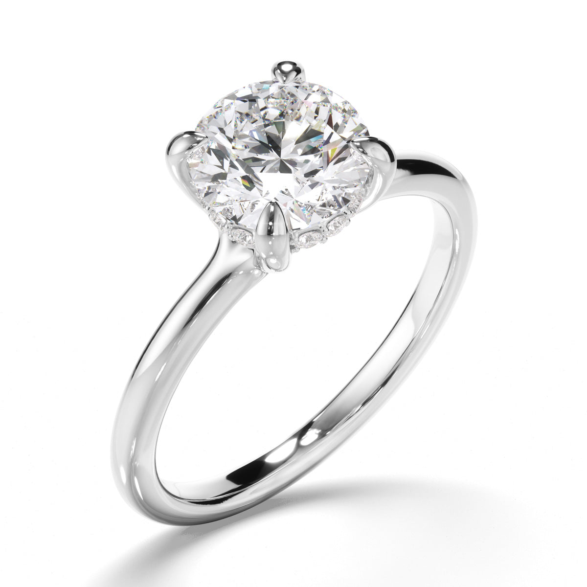 Round Brilliant Cut Diamond Hidden Halo Engagement Ring