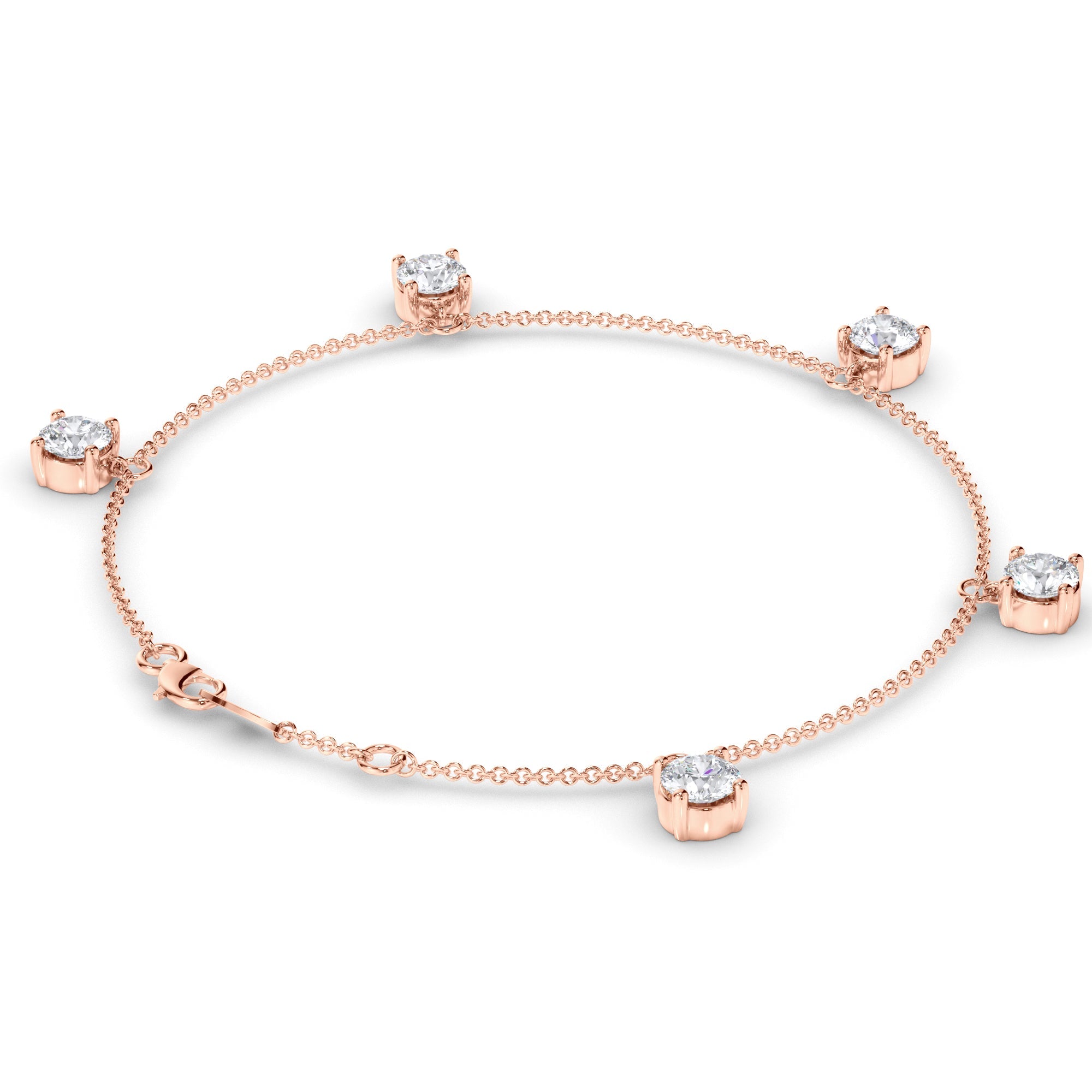 Floating Round Brilliant Cut Natural Mined Diamond Bracelet