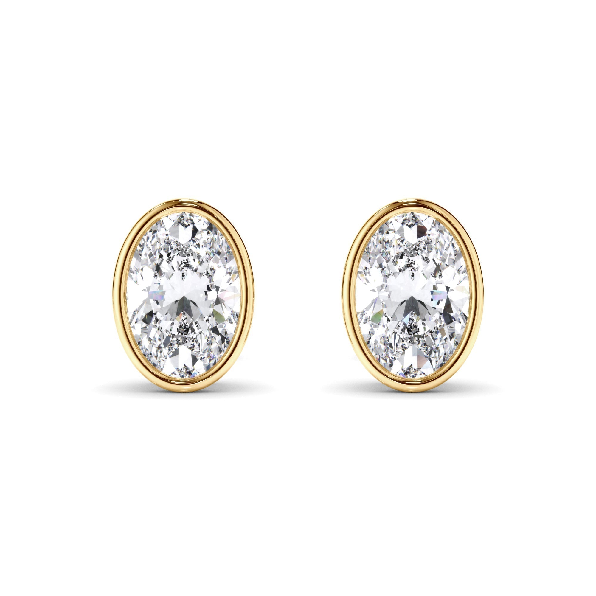 Oval Cut Diamond Bezel Set Stud Earrings