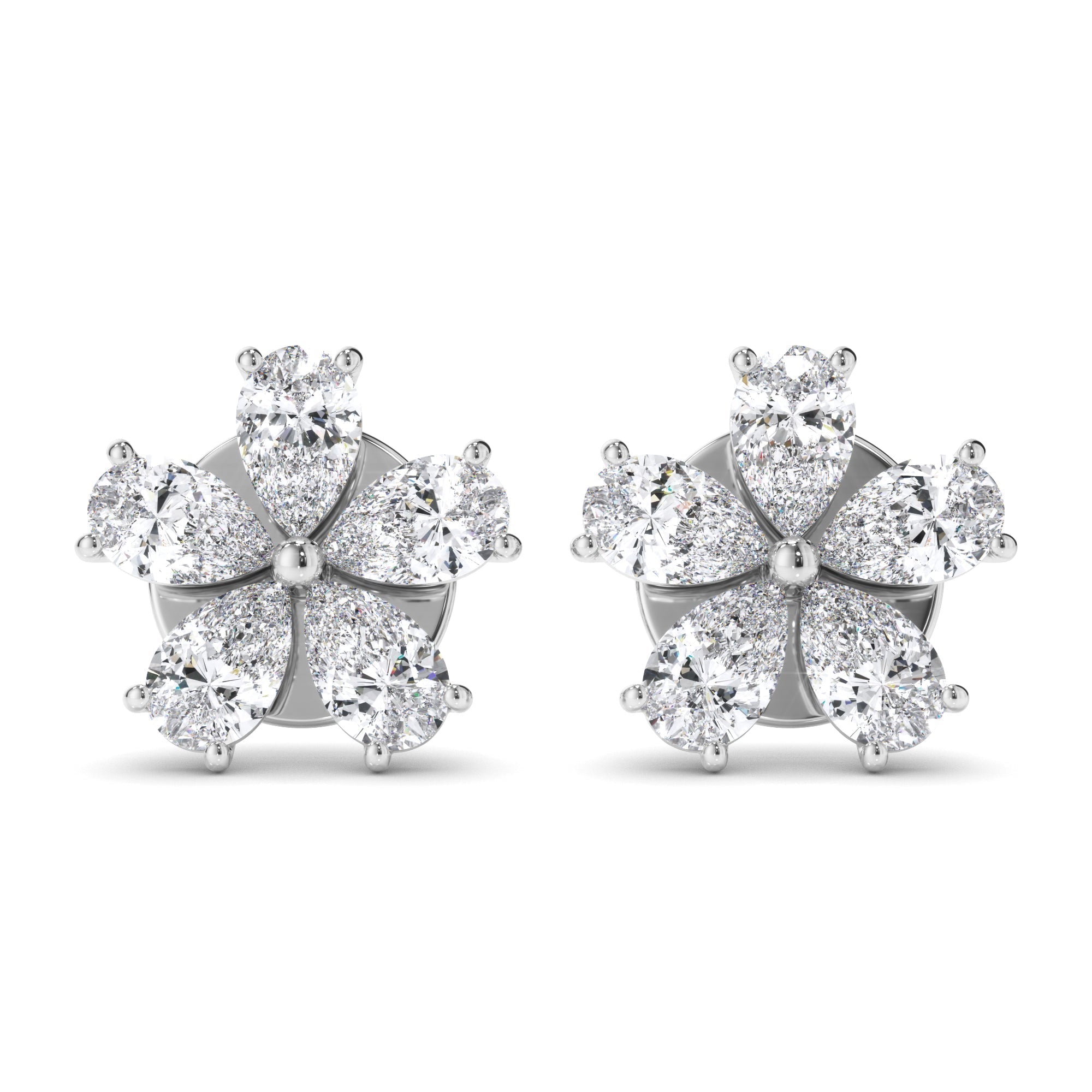 Pear Cut Diamond 5-Stone Stud Earrings