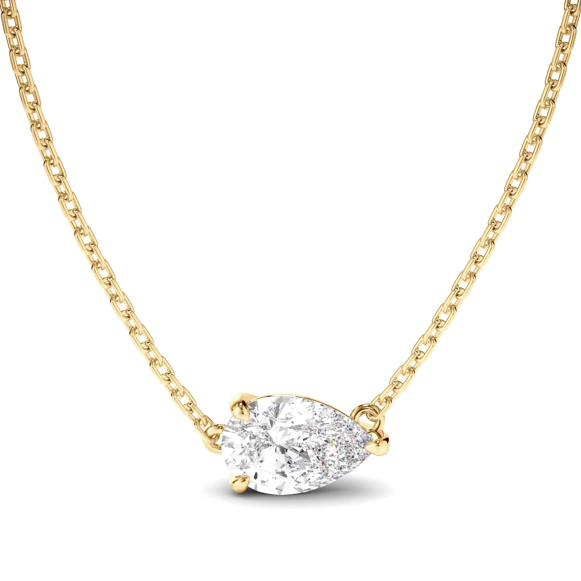 East West Pear Cut Diamond Necklet