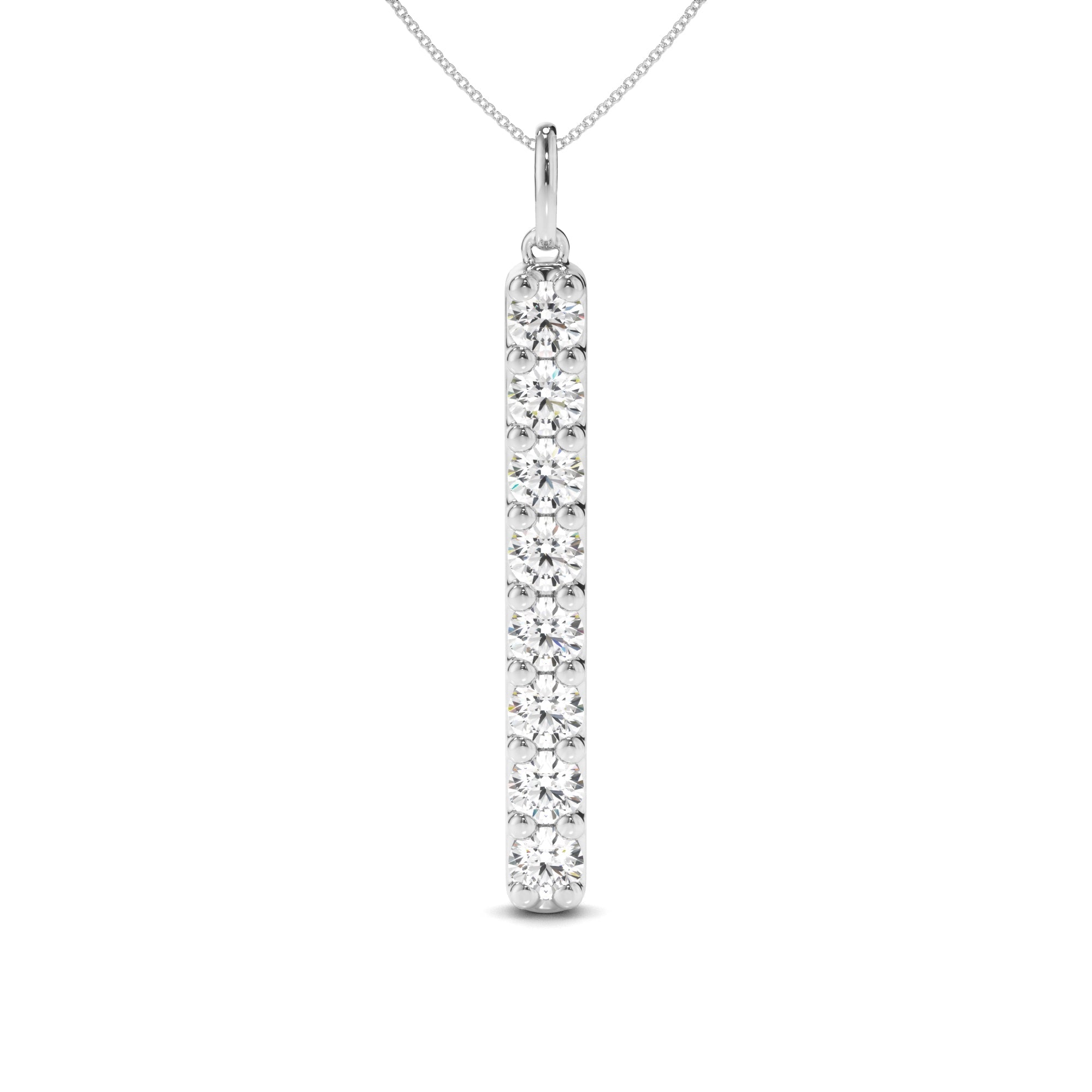 Round Brilliant Cut Diamond Drop Bar Pendant