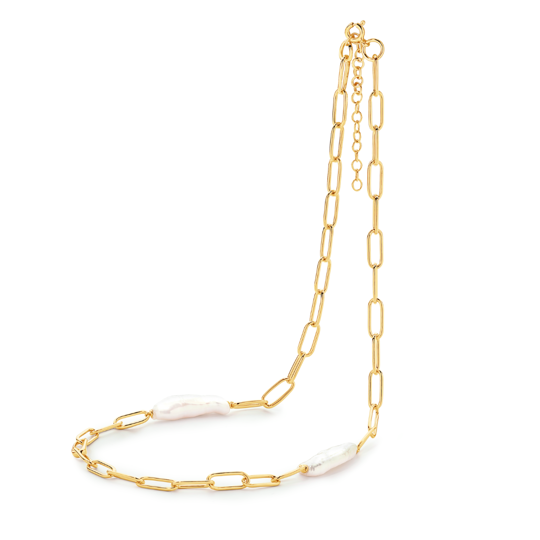 18ct Yellow Gold Plated Anna Pearl Necklace