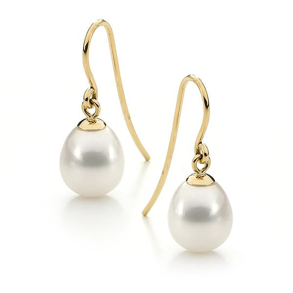 9ct Yellow Gold Juliane Drop Pearl Earrings