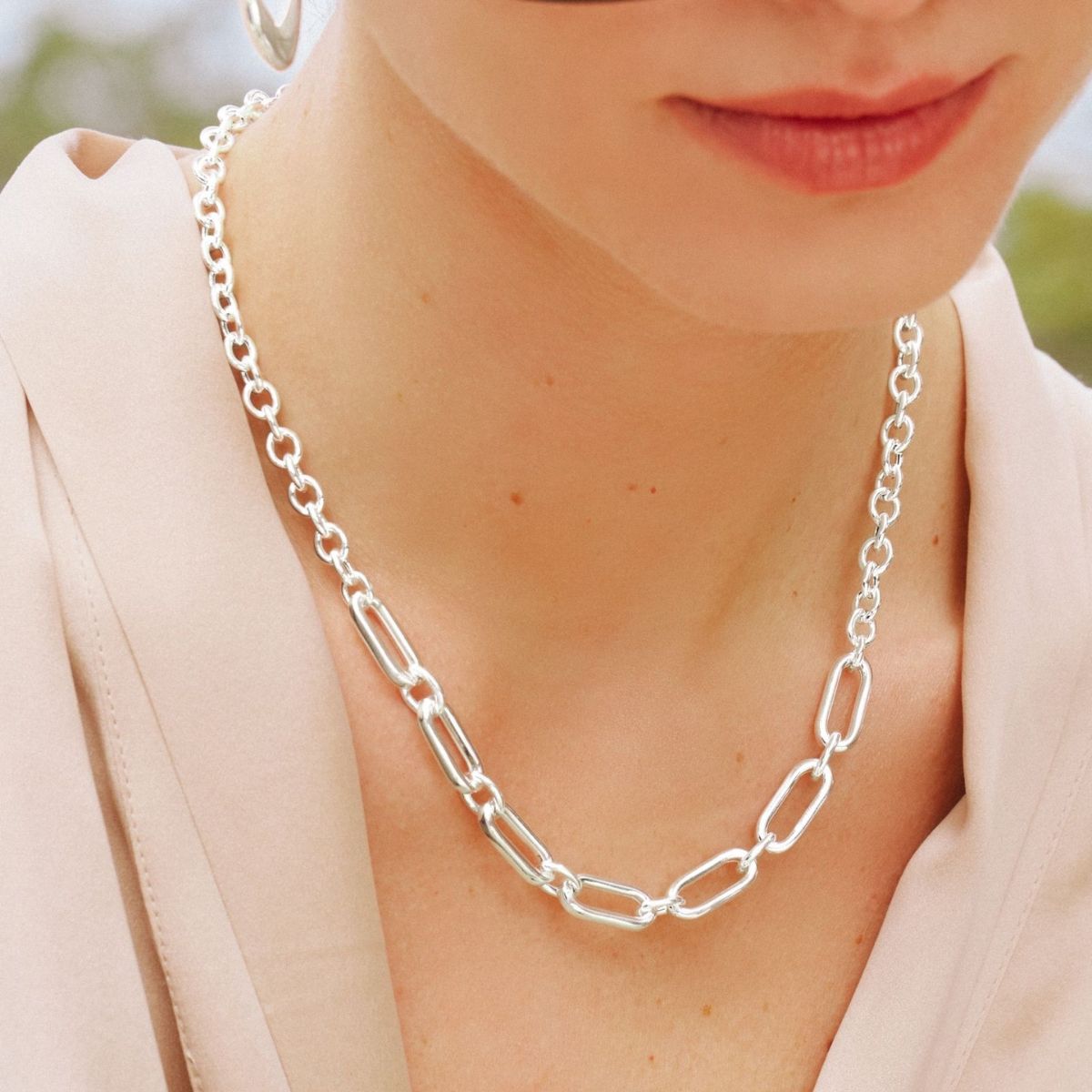 NAJO Sentiero Silver Chain Necklace  (45cm+ext)