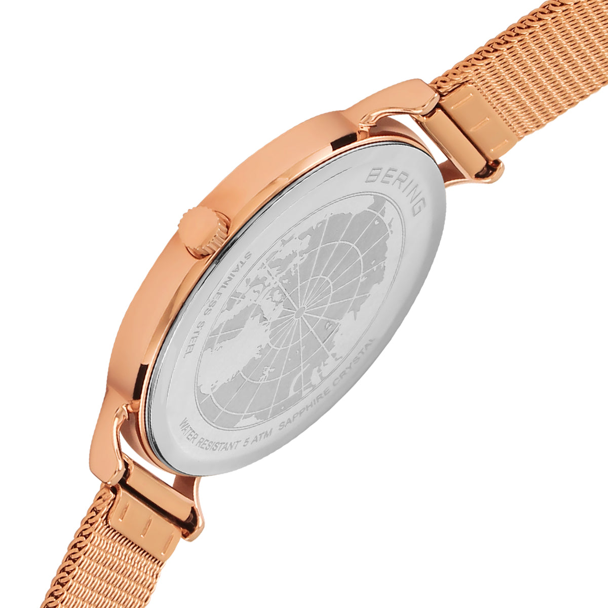 Bering Rose Gold Polished Green Watch