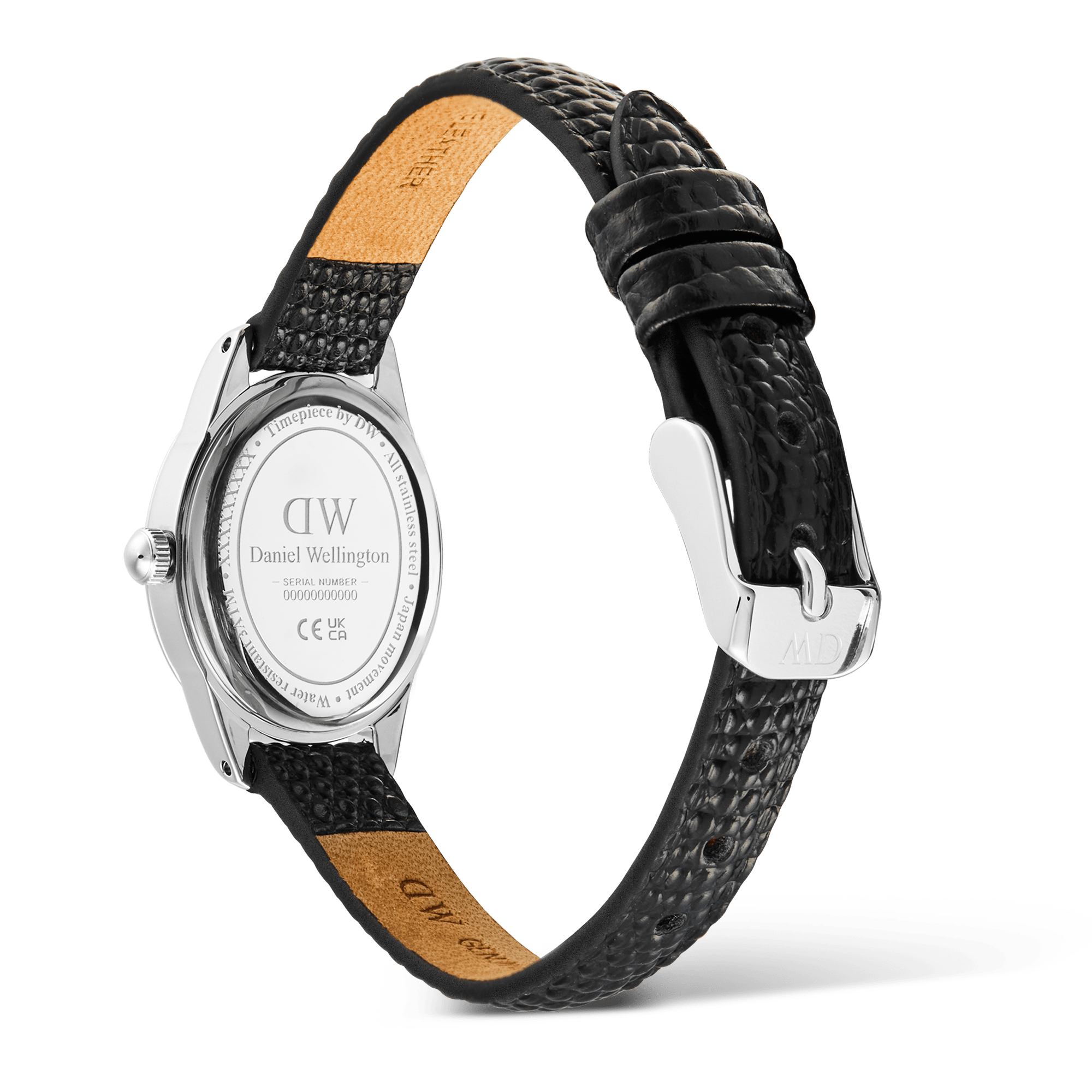 Daniel Wellington Ophelia Mini Black Lizard Ice Blue Guilloché Silver