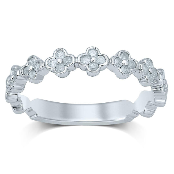Petal Design Diamond Dress Ring 9ct White Gold
