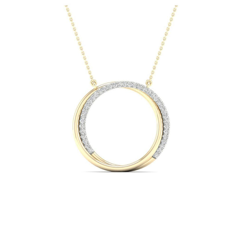Diamond Entwined Circle Necklet 9ct Yellow Gold