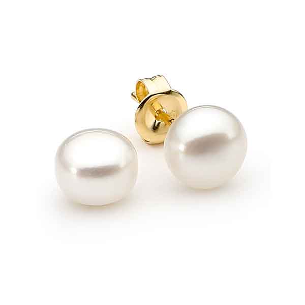 7mm Freshwater Pearl Stud Earrings 9ct Yellow Gold