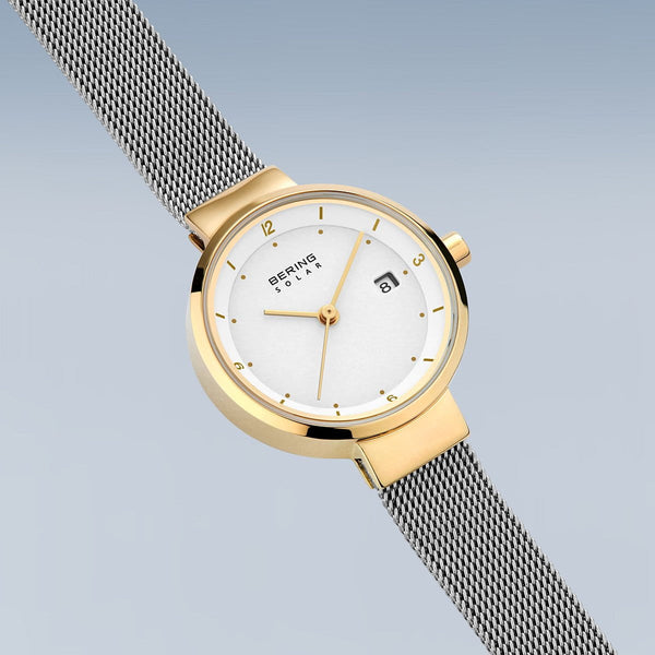 Bering Ladies Slim Solar White Watch