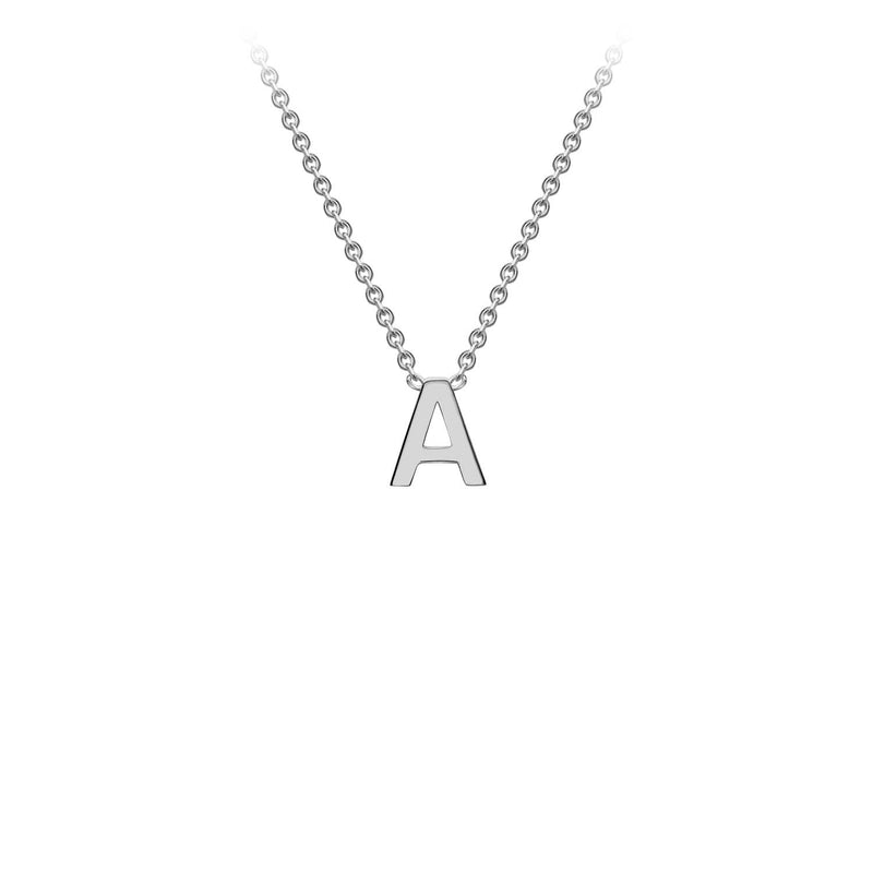 9ct White Gold 'A' Initial Adjustable Letter Necklace 38/43cm