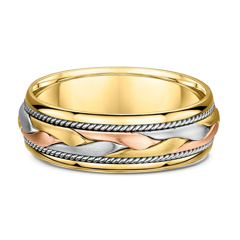 9ct Three Tone White, Rose & Yellow Gold Wedding Ring