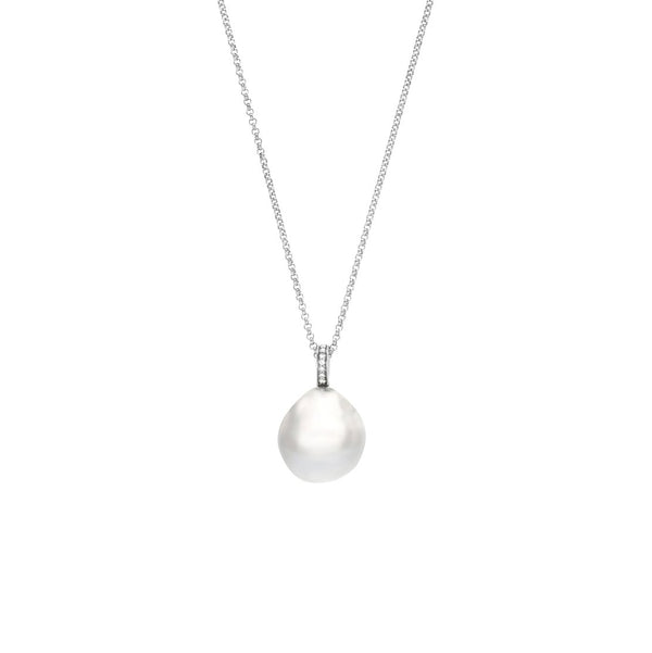 Autore Silver 15mm South Sea Baroque Pearl & Diamond Pendant