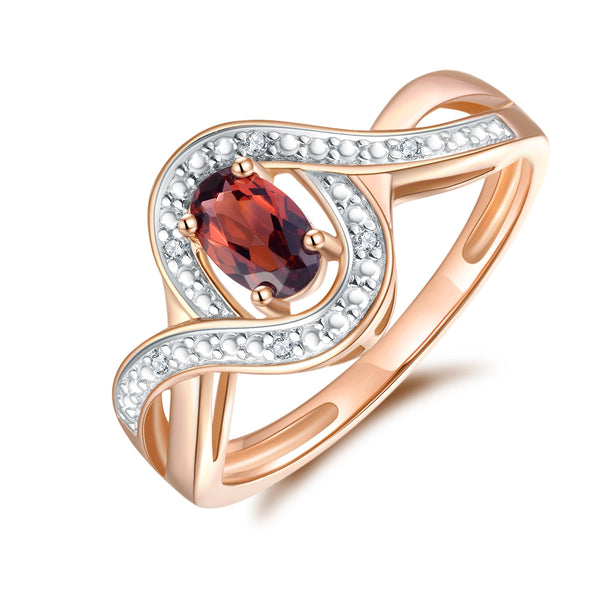 9ct Rose Gold Garnet & Diamond Ring