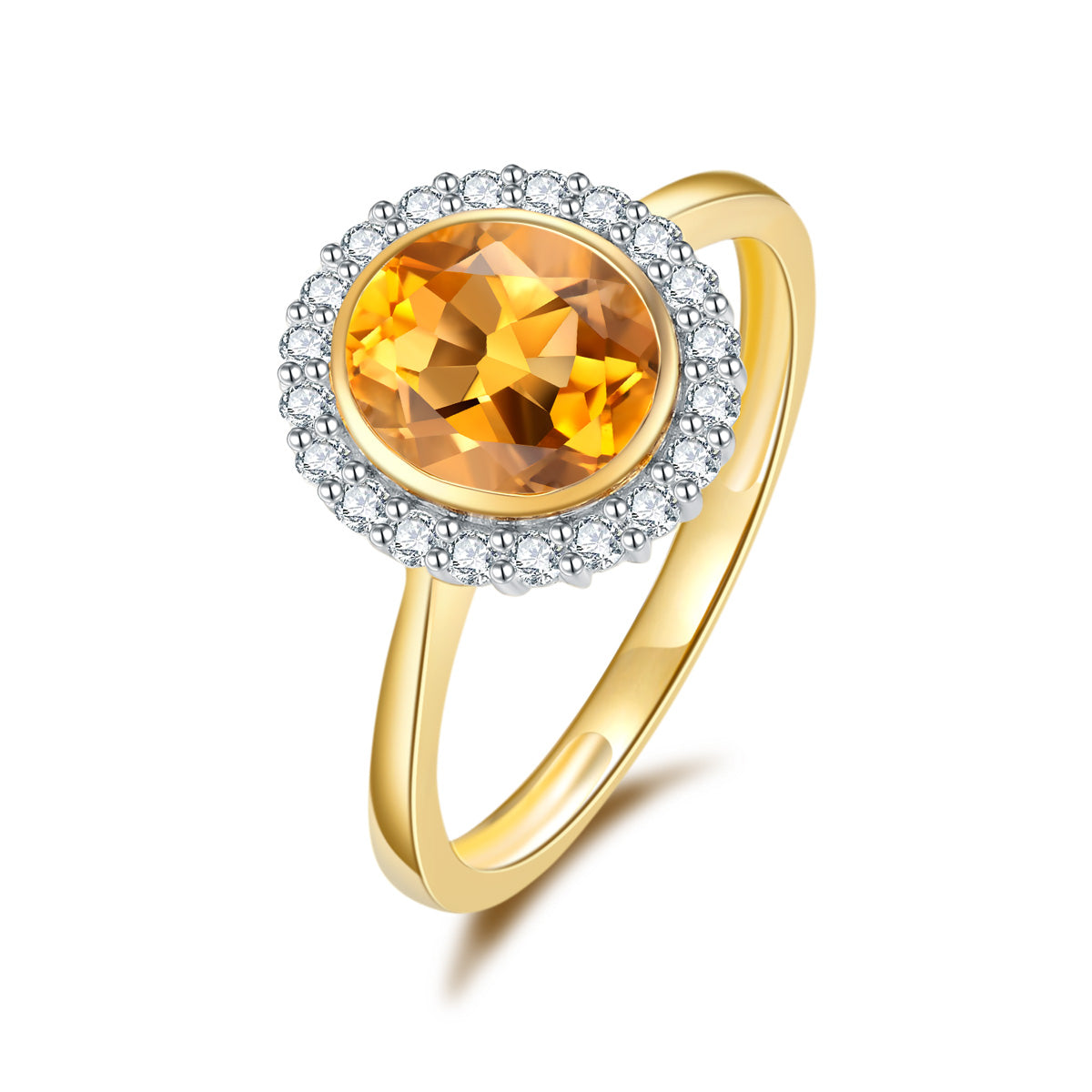 9ct Yellow Gold Citrine & Diamond Ring