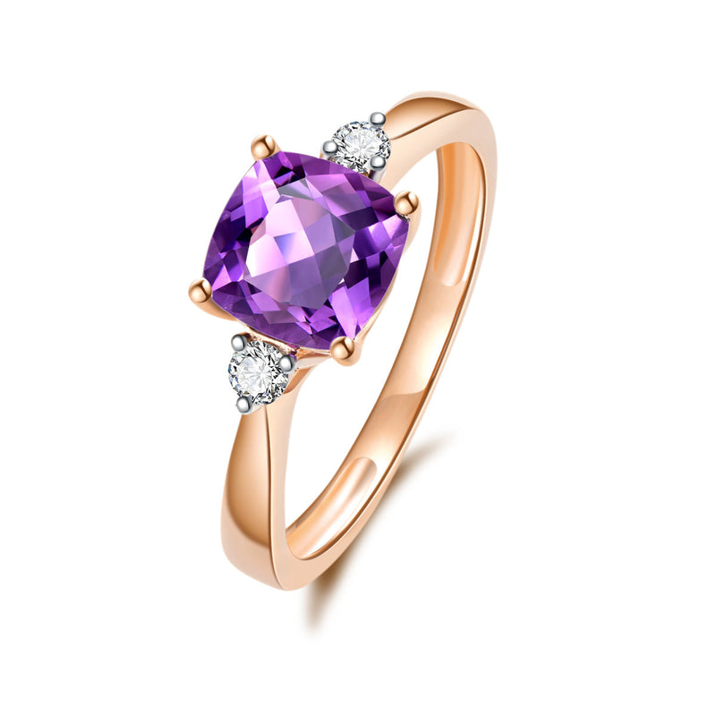 9ct Rose Gold Amethyst & Diamond Ring