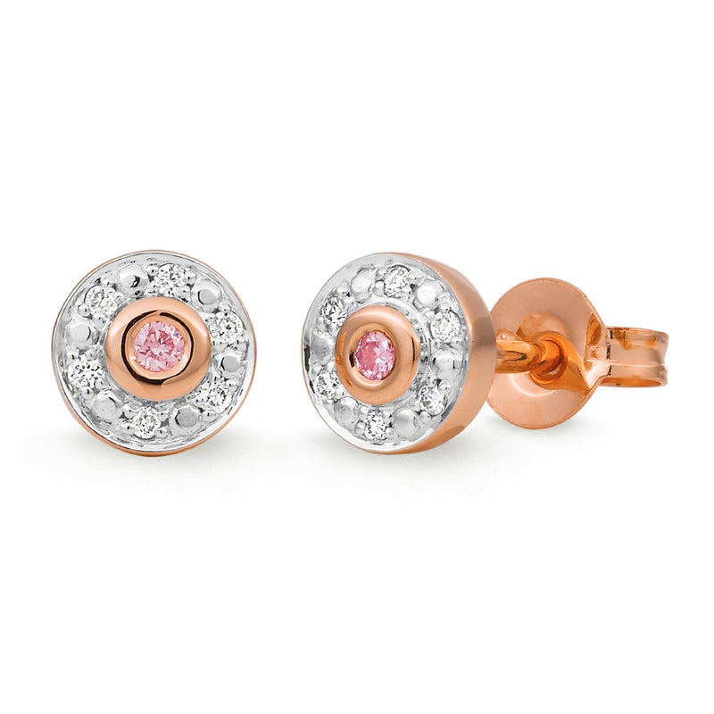 PINK CAVIAR 0.09ct Pink Diamond Earrings in 9ct Rose Gold