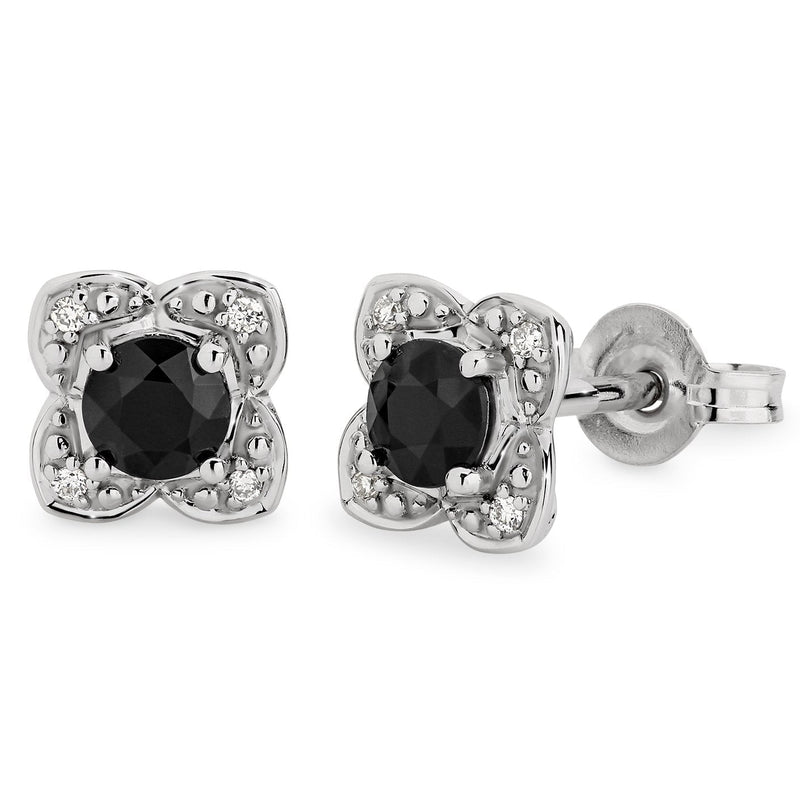 Sapphire & Diamond Claw Set Stud Earrings in 9ct White Gold