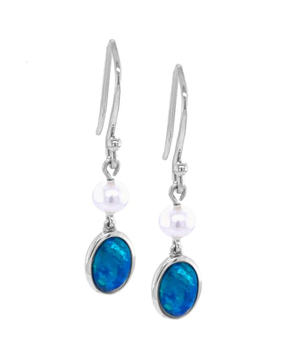Sterling Silver White Opal & Pearl Earrings