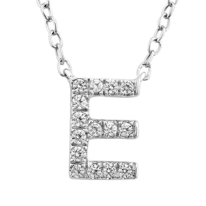 9ct White Gold Diamond Initial 'E' Necklace