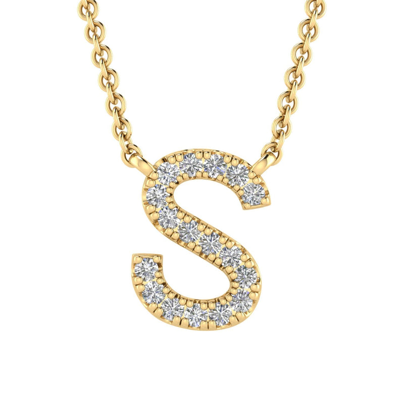 9ct Yellow Gold Diamond Initial 'S' Necklace