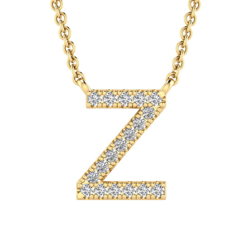 9ct Yellow Gold Diamond Initial 'Z' Necklace