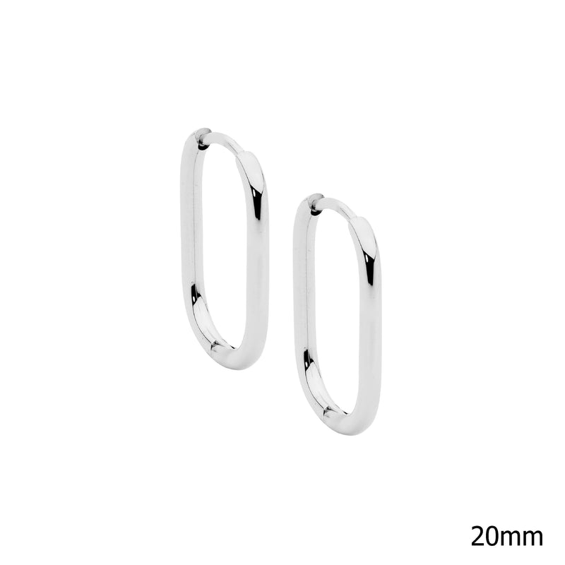 Stainless Steel 20mm Oval Hoop Earrings 