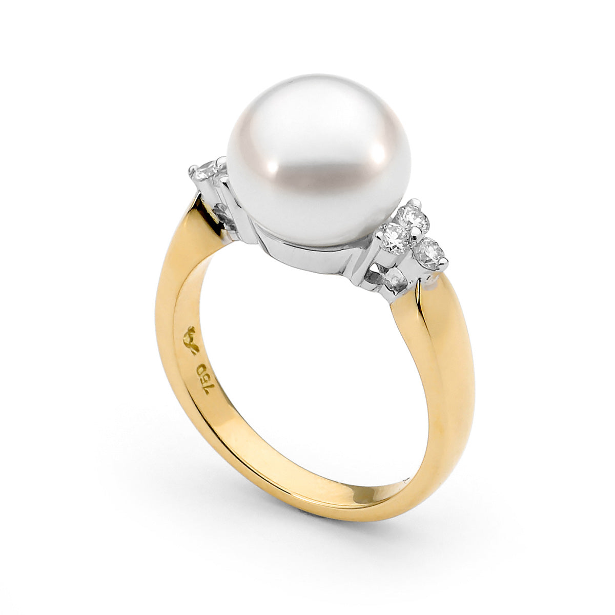 18ct Yellow Gold Diamond & Pearl Ring